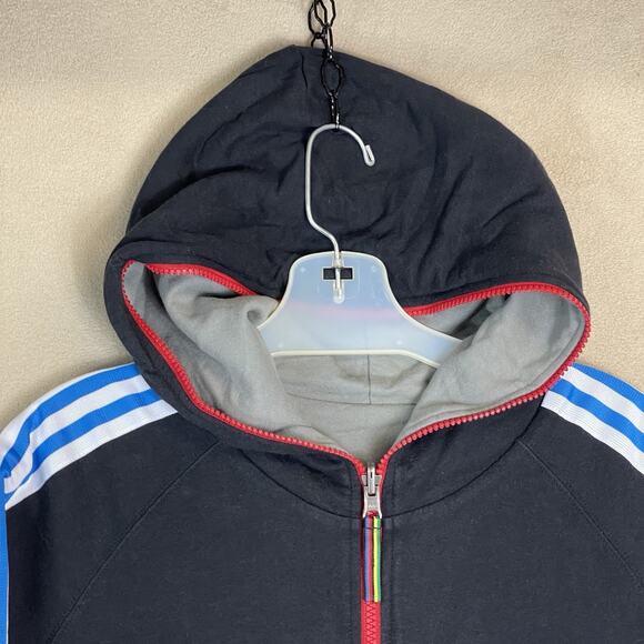 Adidas Original Hoodie Mens M Black Full Zip Reversable Heavyweight Athletic - Picture 2 of 12
